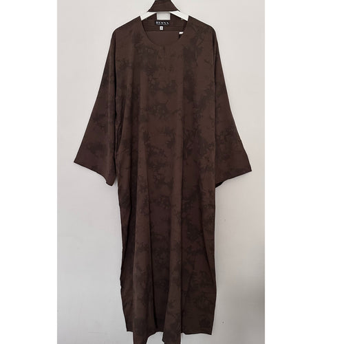 YARA PRINTED CLOSED ABAYA BROWN