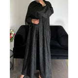 AZRA JACQUARD CLOSED PRINT ABAYA BLACK