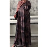 MARBLE PRINT 2.0 OPEN ABAYA WITH BUTTONS - PINK MIX
