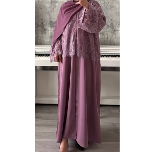 MARWA LACE ABAYA LILAC