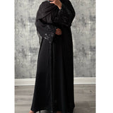LUXE AMIRA LACE OPEN ABAYA WITH BUTTONS