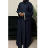 AIRAH CLOSED LACE ABAYA WITH POCKET NAVY BLUE