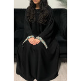 AIRAH CLOSED LACE ABAYA WITH POCKET BLACK