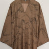 MARBLE PRINT OPEN ABAYA WITH BUTTONS SAND