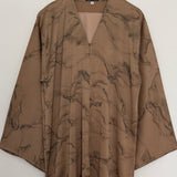 MARBLE PRINT OPEN ABAYA WITH BUTTONS SAND