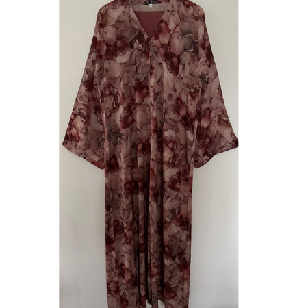 LIMITED EDITION YUSRA 4.0 OPEN ABAYA WITH BUTTONS - BLUE MIX