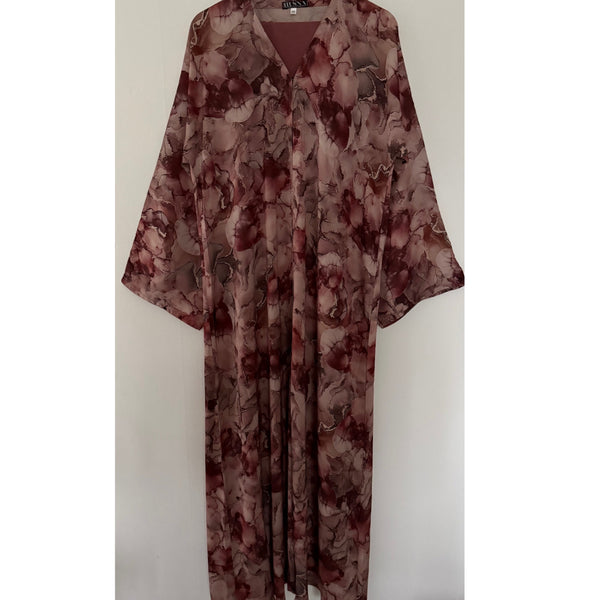 LIMITED EDITION YUSRA 4.0 OPEN ABAYA WITH BUTTONS - PINK