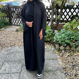 BLACK OPEN LINEN ABAYA