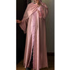 SIYAANA OPEN LACE ABAYA WITH BUTTONS - PINK