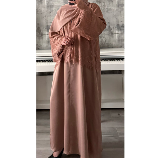 MARWA LACE ABAYA BEIGE