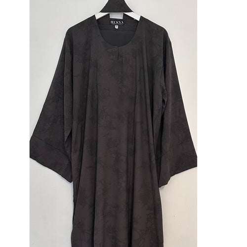 YARA PRINTED CLOSED ABAYA DARK GREY