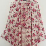 PINK FLOWER BLOSSOM CHIFFON OPEN ABAYA