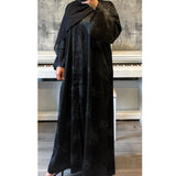 LIMITED EDITION FLOWER PRINTED OPEN ABAYA WITH BUTTONS - GREEN PRINT