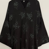 LIMITED EDITION FLOWER PRINTED OPEN ABAYA WITH BUTTONS - GREEN PRINT