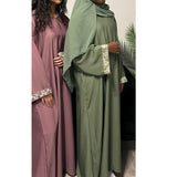 AIRAH CLOSED LACE ABAYA WITH POCKET GREEN