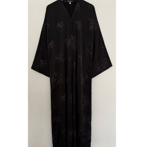 LIMITED EDITION FLOWER PRINTED OPEN ABAYA WITH BUTTONS - LILAC PRINT