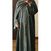 SIYAANA OPEN LACE ABAYA WITH BUTTONS - GREEN
