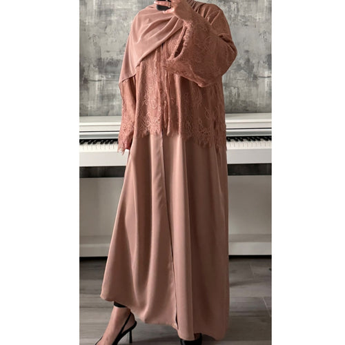 MARWA LACE ABAYA BEIGE