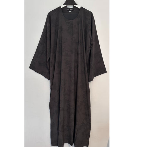 YARA PRINTED CLOSED ABAYA DARK GREY