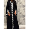 SIYAANA OPEN LACE ABAYA WITH BUTTONS WHITE
