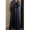 LIMITED EDITION - ALAYNA PRINTED OPEN ABAYA WITH BUTTONS GREY BLUE