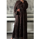 ANEESA FLOWER OPEN ABAYA BROWN
