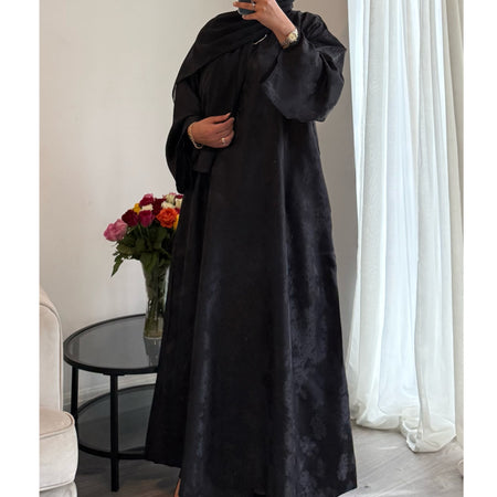CLOSED MARBLE PRINT ABAYA WITH MATCHING HIJAB BLUE