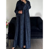 AZRA JACQUARD CLOSED PRINT ABAYA NAVY