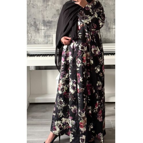 LIMITED EDITION Amara open abaya with buttons - black