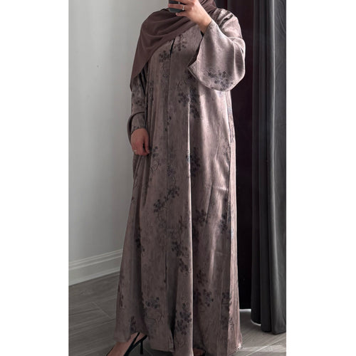 LIMITED EDITION HIBA OPEN ABAYA WITH BUTTONS - MUAVE