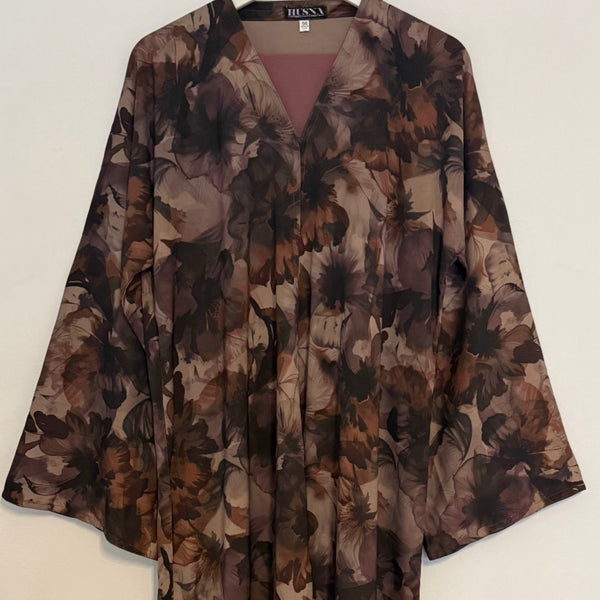 YUSRA 2.0 OPEN ABAYA WITH BUTTONS - LILAC MIX