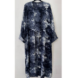 ABSTRACT PRINTED OPEN ABAYA BLUE