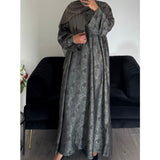 AZRA JACQUARD CLOSED PRINT ABAYA GREY