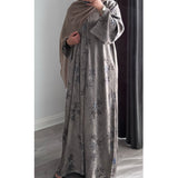 LIMITED EDITION HIBA OPEN ABAYA WITH BUTTONS - TAUPE