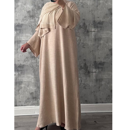 BEIGE LACE ABAYA