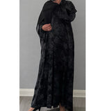 ANEESA FLOWER OPEN ABAYA BLACK