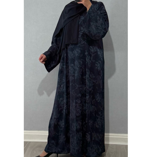 ANEESA FLOWER OPEN ABAYA NAVY