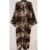 ABSTRACT PRINTED OPEN ABAYA MOCHA BROWN