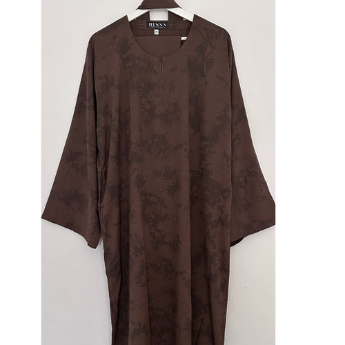 YARA PRINTED CLOSED ABAYA BROWN