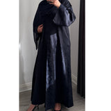 DEENA JACQUARD OPEN ABAYA WITH BUTTONS NAVY