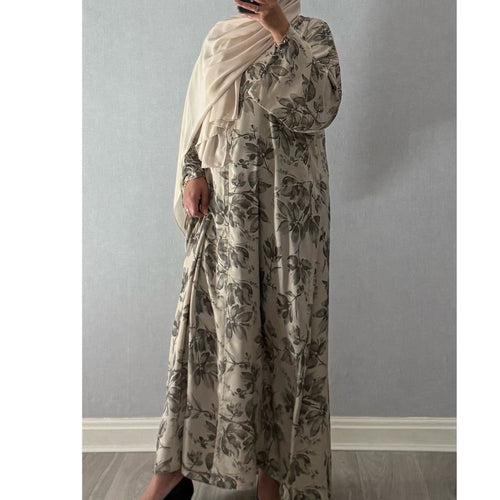 ANEESA FLOWER OPEN ABAYA STONE