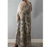 ANEESA FLOWER OPEN ABAYA STONE