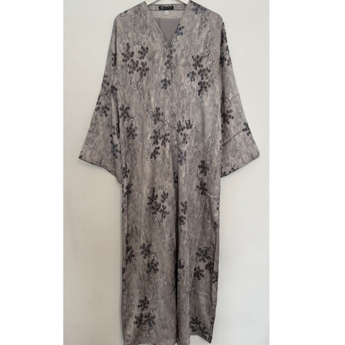 LIMITED EDITION HIBA OPEN ABAYA WITH BUTTONS - GREY