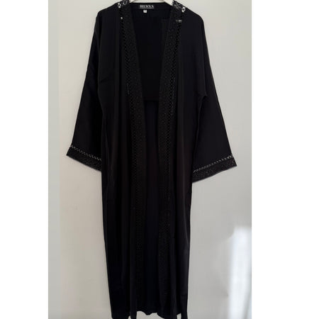 CLOSED MARBLE PRINT ABAYA WITH MATCHING HIJAB BEIGE/BROWN