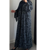 LIMITED EDITION - ALAYNA PRINTED OPEN ABAYA WITH BUTTONS TEAL