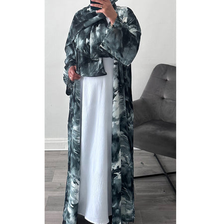 AMBER DARK GREY LACE ABAYA
