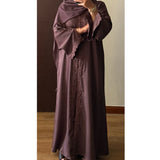 SIYAANA OPEN LACE ABAYA WITH BUTTONS MAUVE