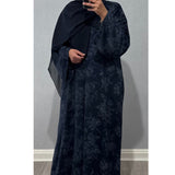 ANEESA FLOWER OPEN ABAYA NAVY