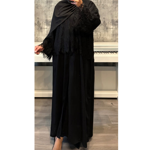 MARWA LACE ABAYA BLACK