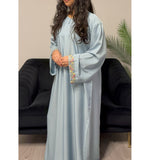 AIRAH CLOSED LACE ABAYA WITH POCKET BABY BLUE